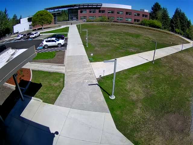 Camera view of construction site pointing towards Schermer Building